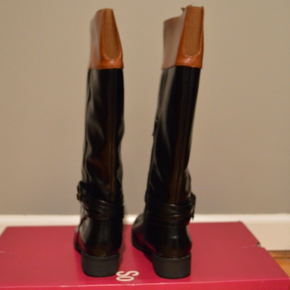 2-Tone Tall Riding-Style Boots - Picture 3 of 16